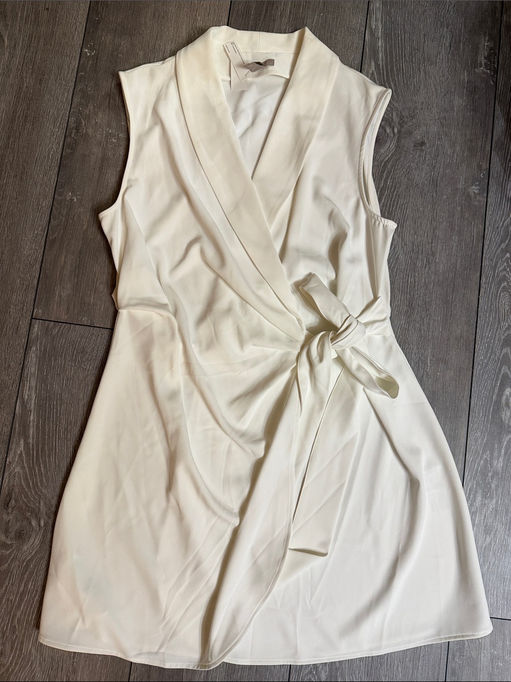H&M Cream Sleeveless Wrap Mini Dress with Side Tie
